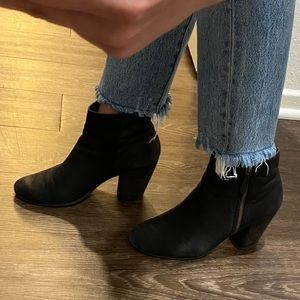 Black leather booties